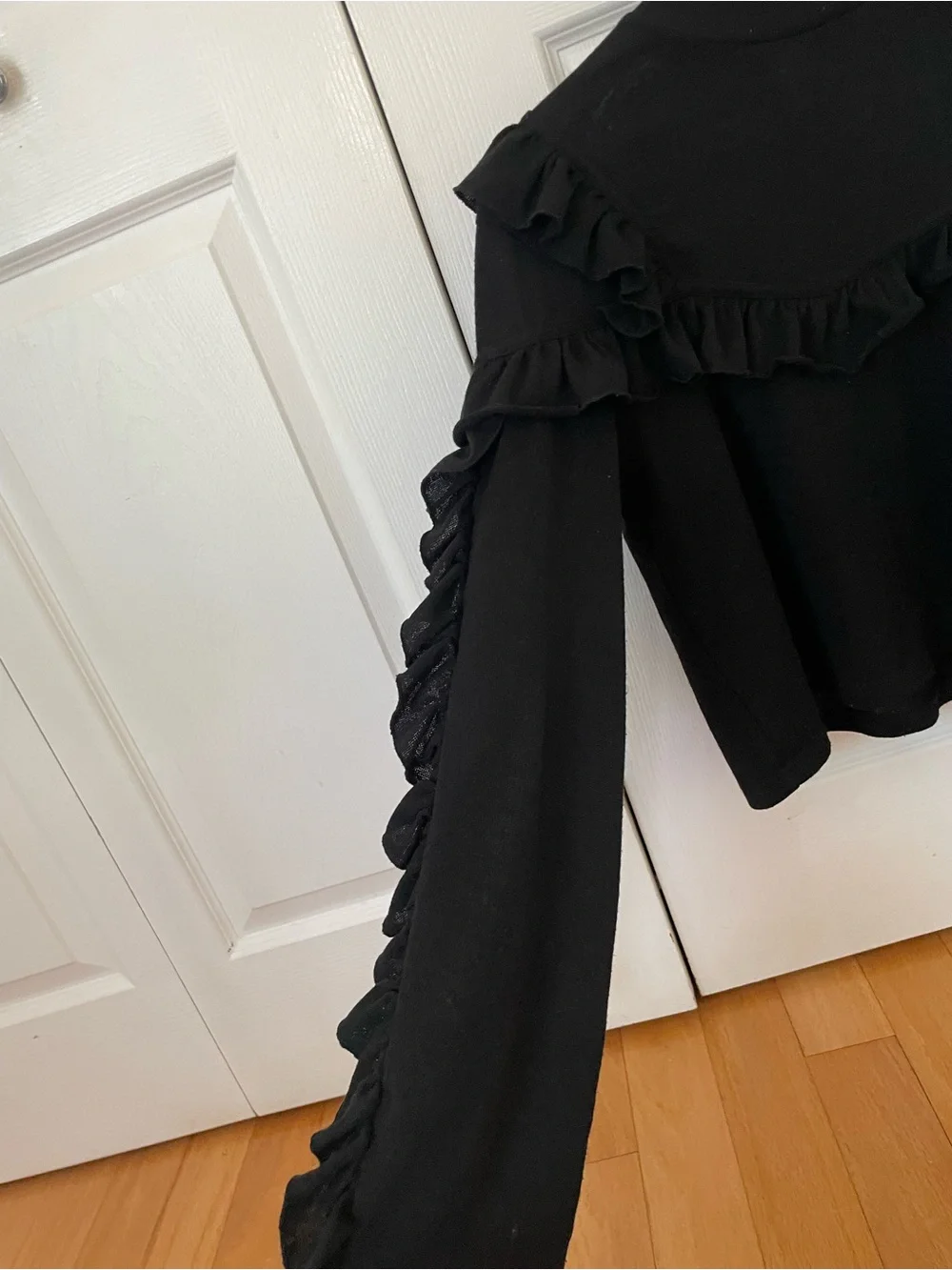 Girls' Black Ruffle Mock Neck Top